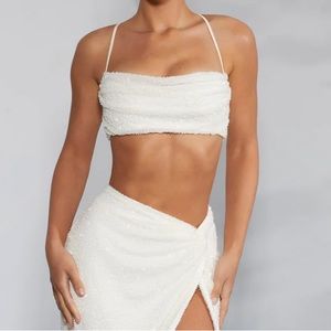 Oh Polly PISA - embellished cross back crop top